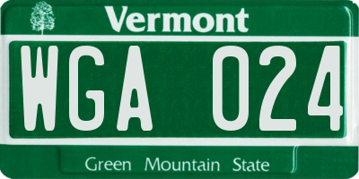 VT license plate WGA024