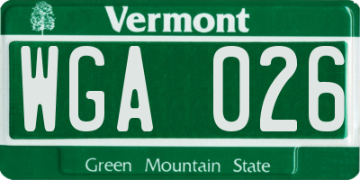 VT license plate WGA026