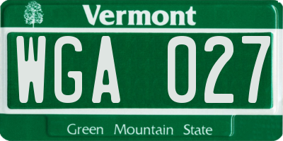 VT license plate WGA027