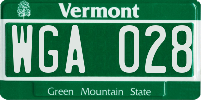 VT license plate WGA028