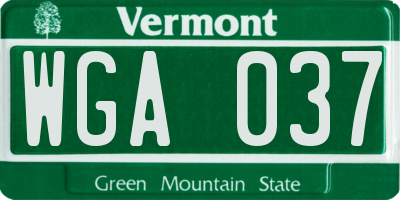 VT license plate WGA037