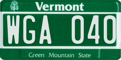 VT license plate WGA040