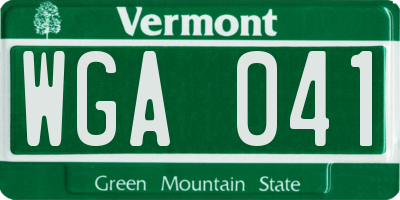 VT license plate WGA041