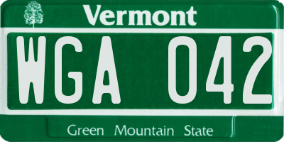 VT license plate WGA042