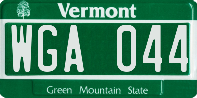 VT license plate WGA044