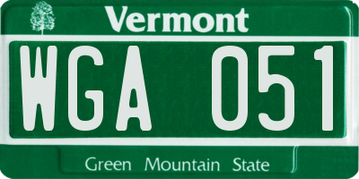 VT license plate WGA051