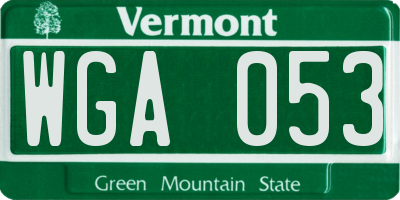 VT license plate WGA053