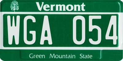 VT license plate WGA054
