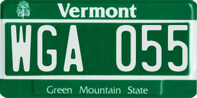 VT license plate WGA055