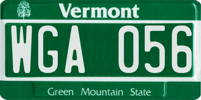 VT license plate WGA056