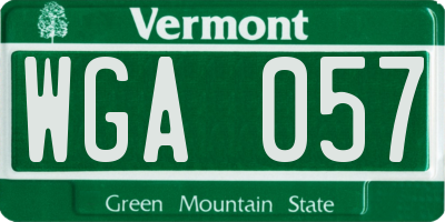 VT license plate WGA057