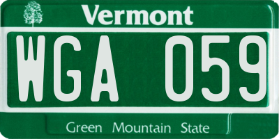 VT license plate WGA059