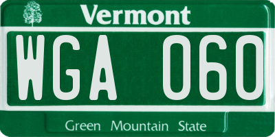 VT license plate WGA060