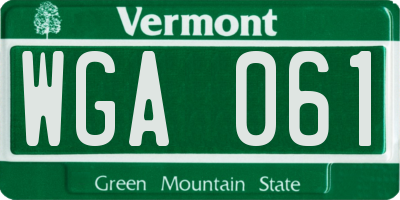 VT license plate WGA061