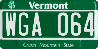 VT license plate WGA064