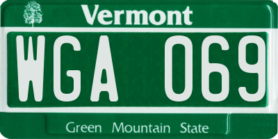 VT license plate WGA069