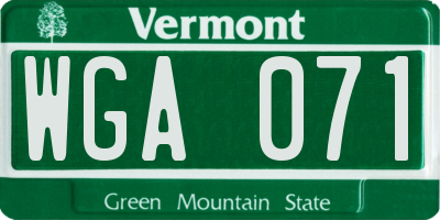VT license plate WGA071