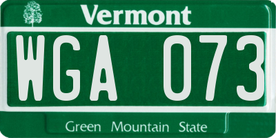 VT license plate WGA073