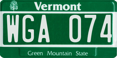 VT license plate WGA074