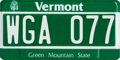 VT license plate WGA077