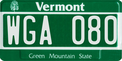 VT license plate WGA080