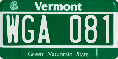 VT license plate WGA081