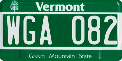 VT license plate WGA082
