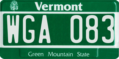 VT license plate WGA083