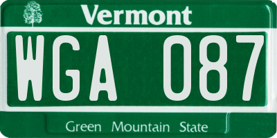 VT license plate WGA087