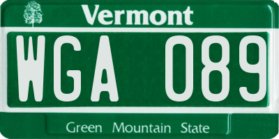 VT license plate WGA089