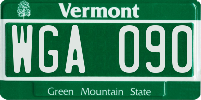 VT license plate WGA090