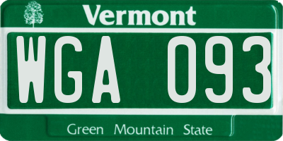 VT license plate WGA093
