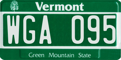VT license plate WGA095