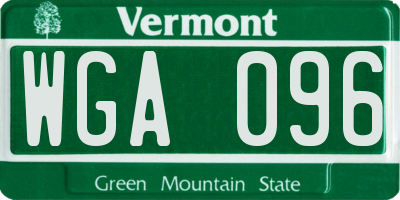 VT license plate WGA096