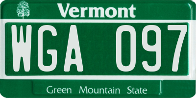 VT license plate WGA097
