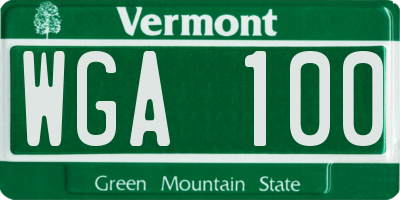 VT license plate WGA100