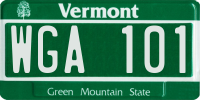 VT license plate WGA101