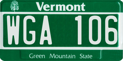 VT license plate WGA106