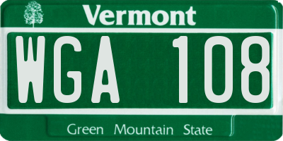 VT license plate WGA108
