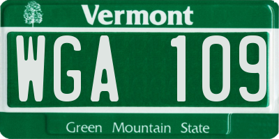 VT license plate WGA109
