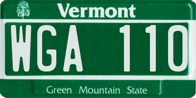 VT license plate WGA110