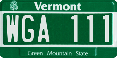 VT license plate WGA111