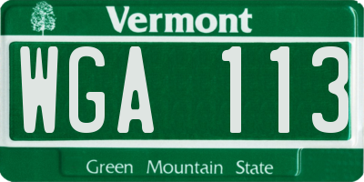 VT license plate WGA113