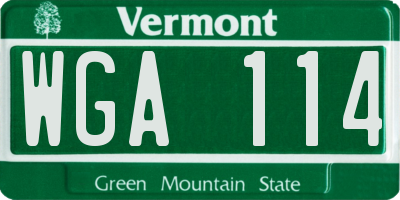 VT license plate WGA114