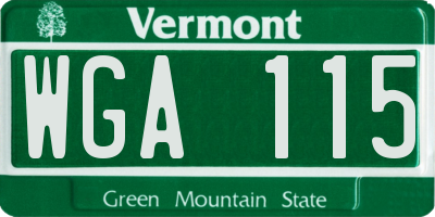 VT license plate WGA115
