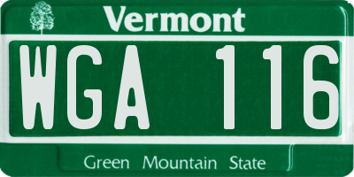 VT license plate WGA116