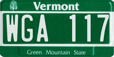 VT license plate WGA117