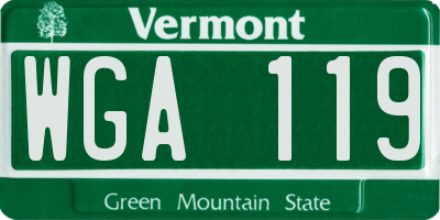 VT license plate WGA119