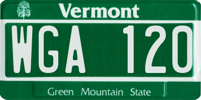 VT license plate WGA120