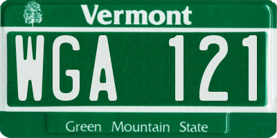 VT license plate WGA121
